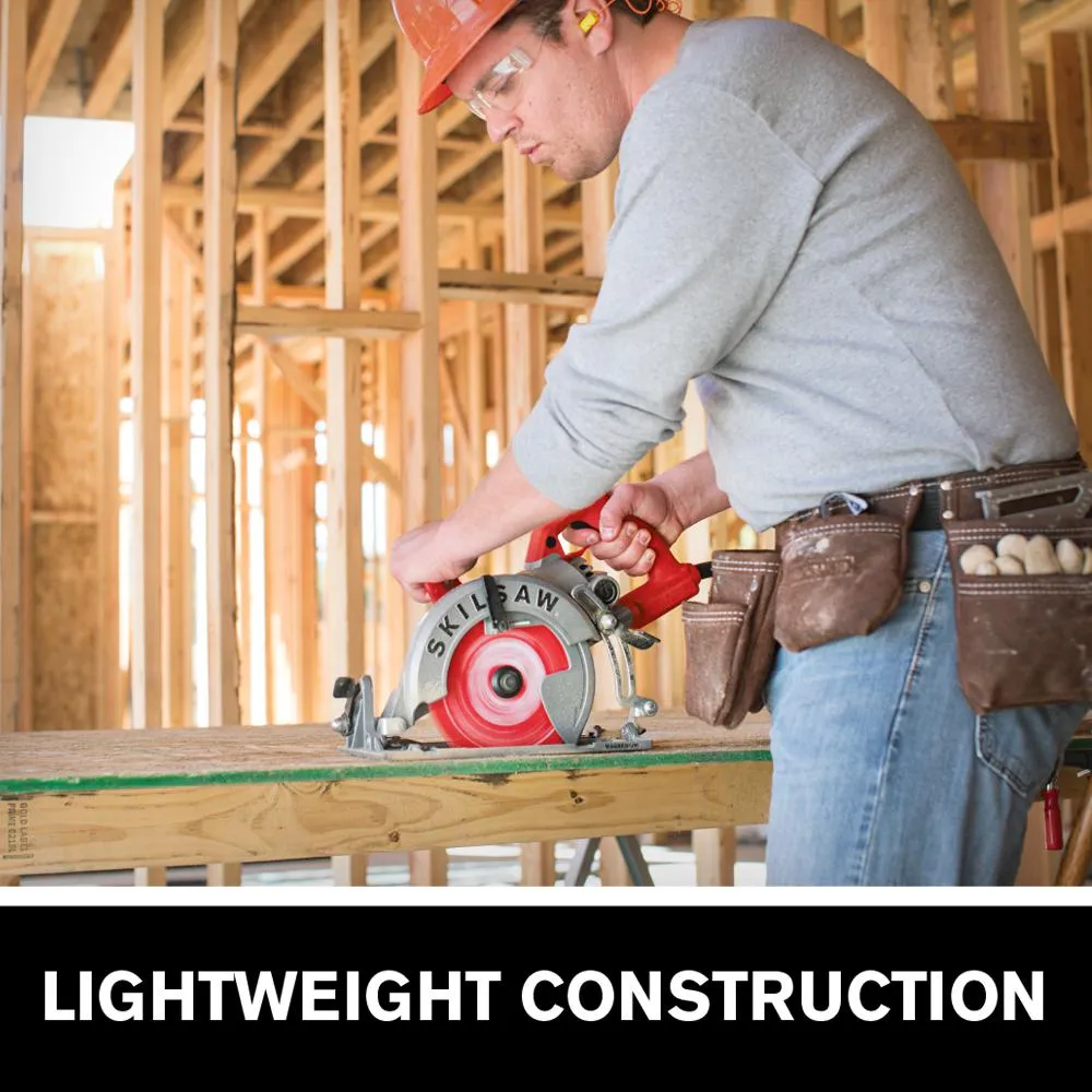 SKILSAW 15 Amp Corded Electric 7-1/4 in. Magnesium Worm Drive Circular Saw with 24-Tooth Carbide Tipped Diablo Blade, photo 3 of 10