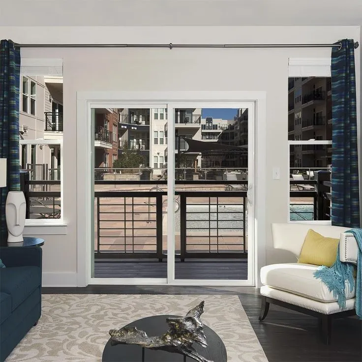 JELD-WEN V-4500 60-in x 80-in 4-9/16-in Low-e Argon White Vinyl Sliding Left-Hand Sliding Double Patio Door Screen Included, photo 4 of 6