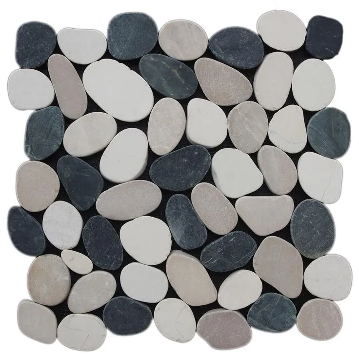 Cruz Bay Sliced Pebble Tile River Grey 11-1/2 in. x 11-1/2 in. x 9.5 mm Mesh-Mounted Mosaic Tile (10.12 sq. ft. / case), photo 2 of 11