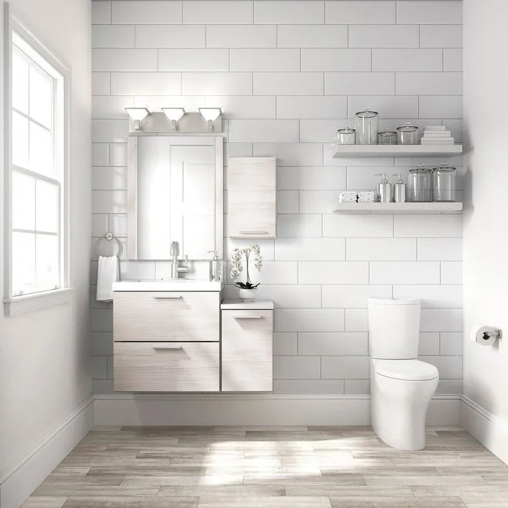 Style Selections Acadia 12-in W x 20-in H x 6.93-in D White Bathroom Wall Cabinet, photo 8 of 8