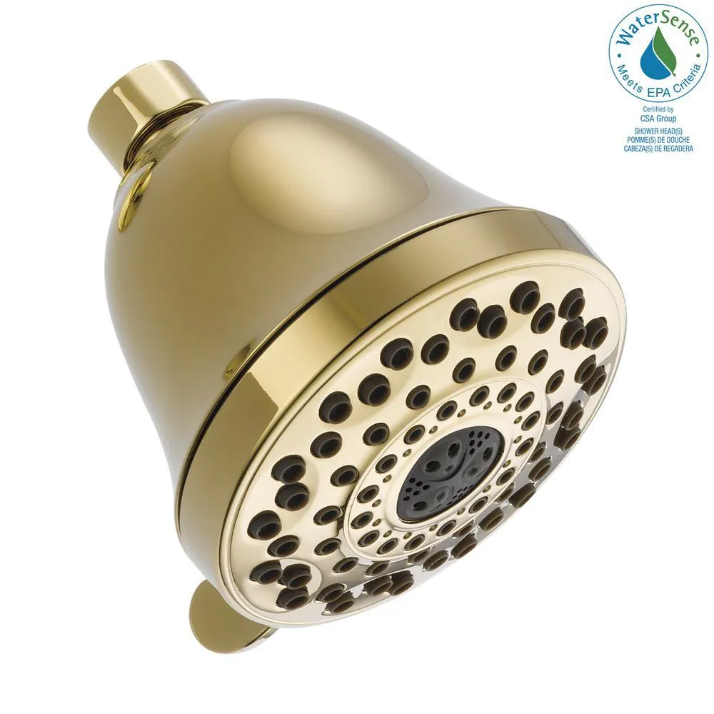7-Spray 4.3 in. Single Wall Mount Fixed Shower Head in Polished Brass, photo 3 of 4