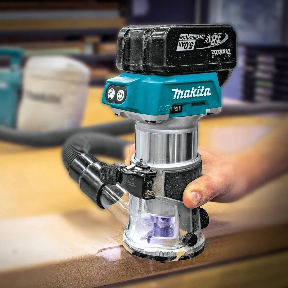 5.0 Ah 18-Volt LXT Lithium-Ion Brushless Cordless Compact Router Kit with Bonus Cordless Jig Saw, photo 12 of 14
