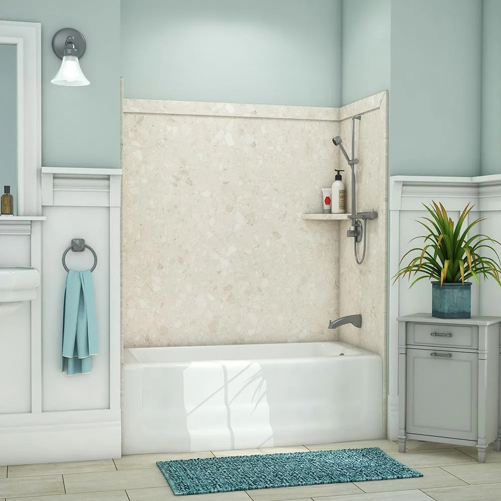 Elite 32 in. x 60 in. x 60 in. 9-Piece Easy Up Adhesive Tub Surround in Calypso, photo 19 of 26