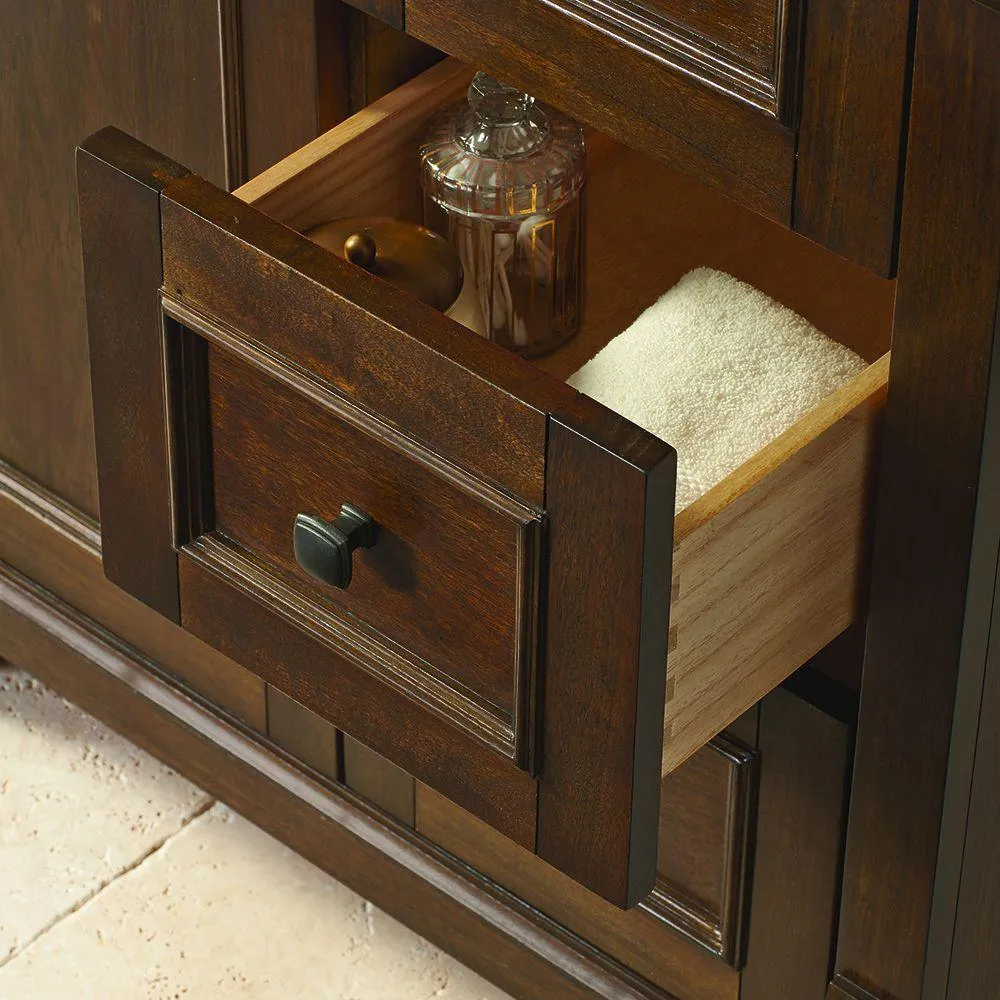 Creedmoor 36 in. W Bath Vanity Cabinet Only in Walnut with Left Hand Drawers, photo 6 of 11