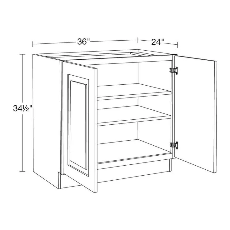 Home Decorators Collection Grayson 36 in. W x 24 in. D x 34.5 in. H Assembled Plywood Full Height Door Base Kitchen Cabinet in Mythic Blue, photo 3 of 8