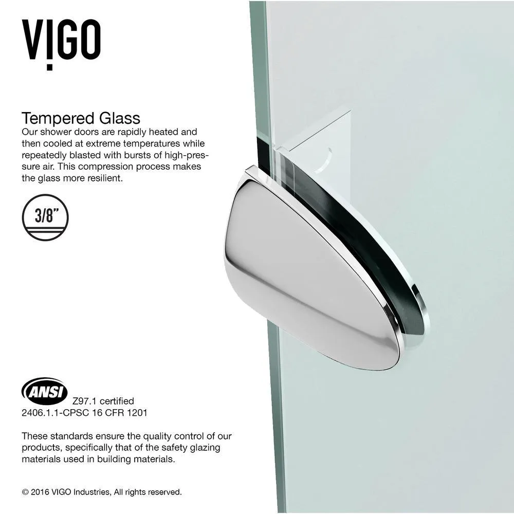 Verona 36.125 in. x 73.375 in. Frameless Neo-Angle Hinged Corner Shower Enclosure in Chrome with Clear Glass, photo 6 of 10