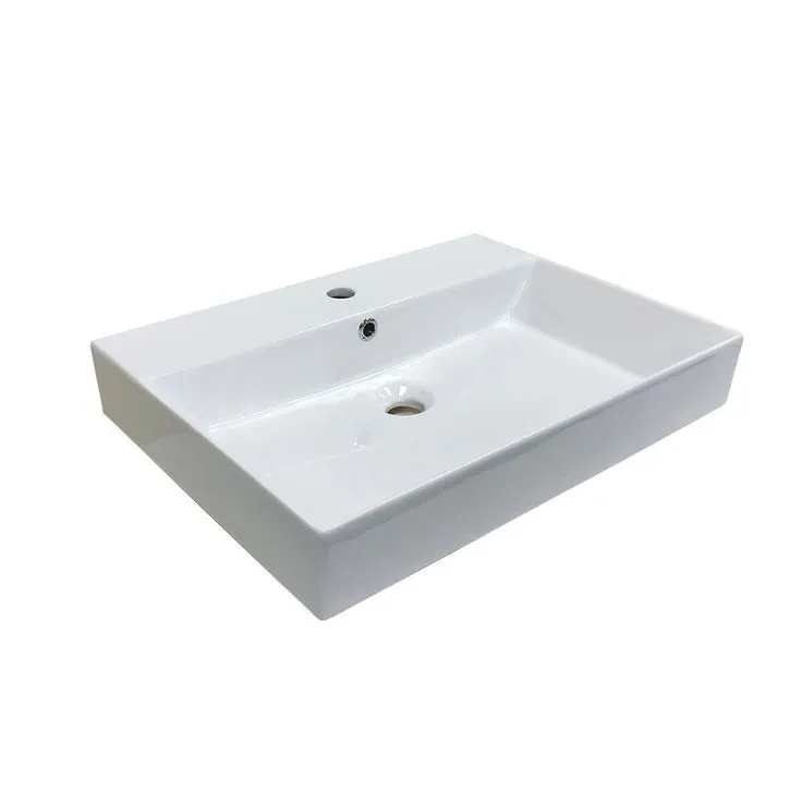 WS Bath Collections Energy 60 Wall Mount/Vessel Bathroom Sink in Ceramic White without Faucet Hole, photo 2 of 2