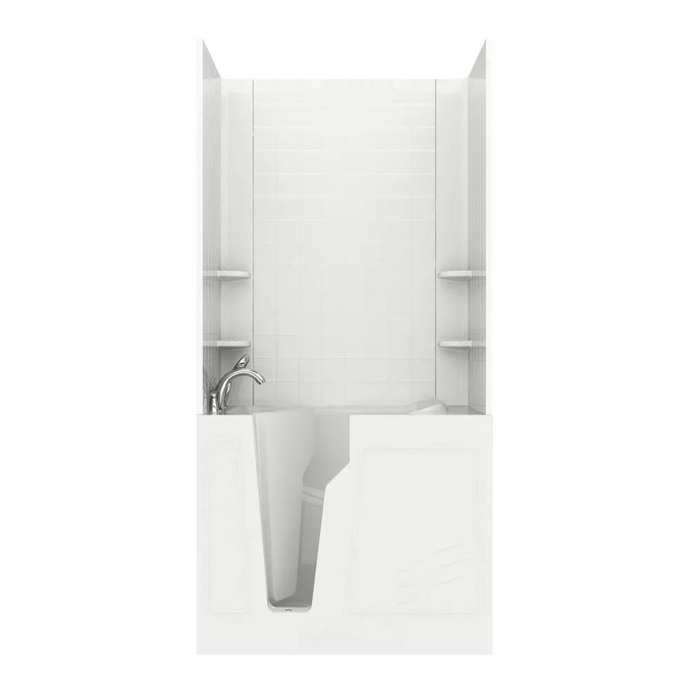 Universal Tubs Rampart 3.9 ft. Walk-in Whirlpool and Air Bathtub with 4 in. Tile Easy Up Adhesive Wall Surround, Right Drain, White, photo 33 of 42