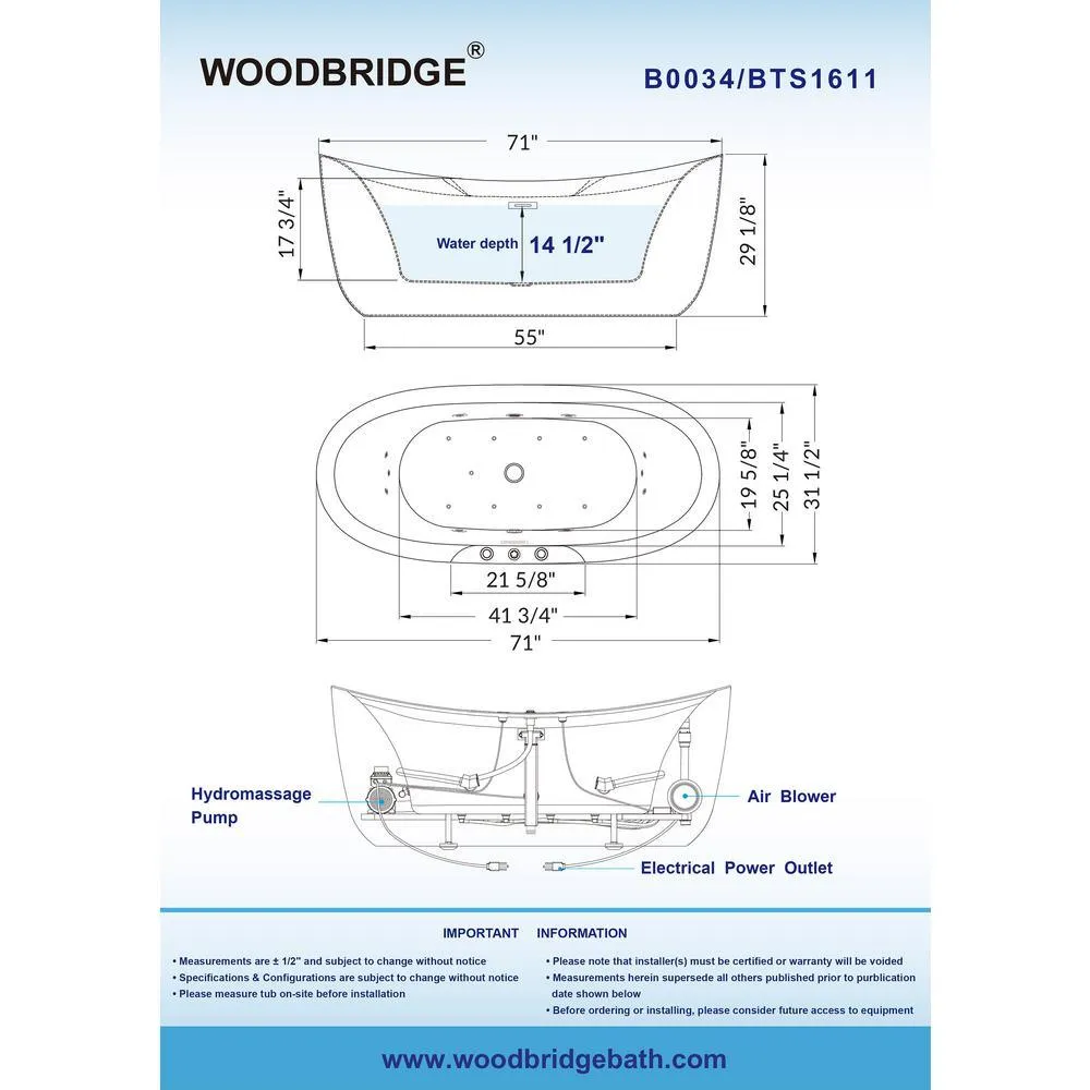 Venezia 71 in. Acrylic Freestanding Double Slipper Whirlpool and Air Bathtub with Drain and Overflow Included in White, photo 6 of 15