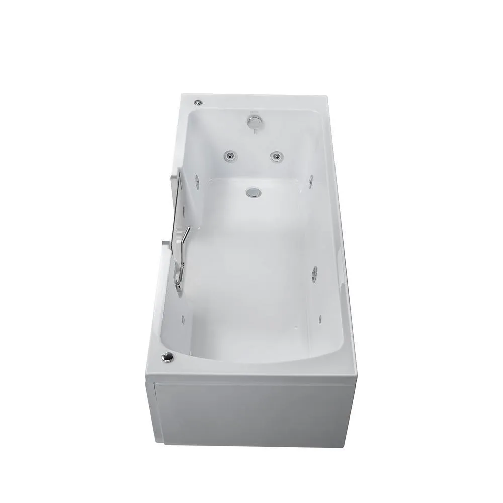 Ella Laydown 72 in. Walk-in Whirlpool Bathtub in White with Left-Hinged Middle Glass Door and 2 in. Left Drain, photo 4 of 14