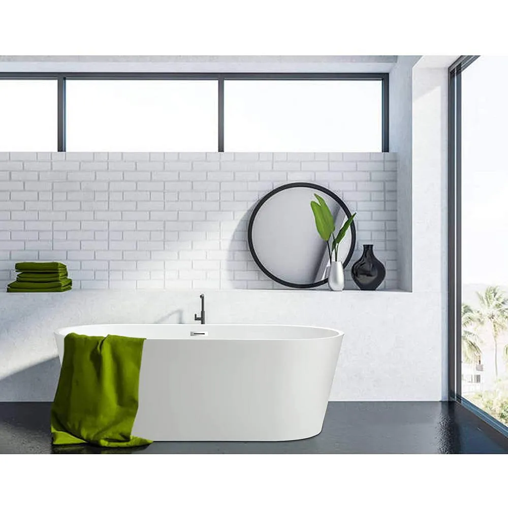 Bordeaux 59 in. Acrylic Flatbottom Freestanding Bathtub in White, photo 10 of 10