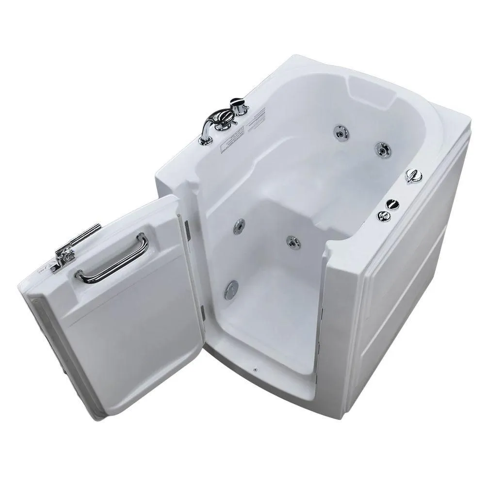Universal Tubs Nova Heated 4.5 ft. Walk-In Whirlpool Bathtub in Biscuit with Chrome Trim, photo 29 of 52