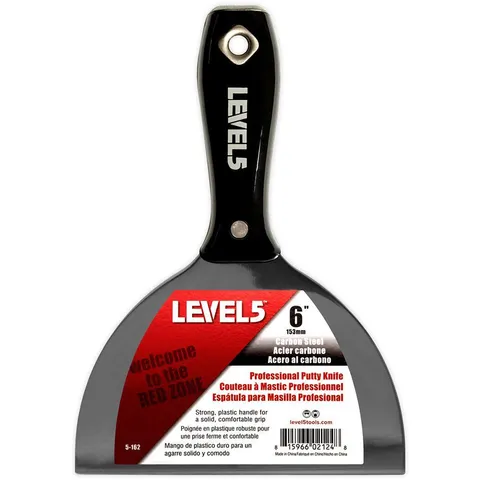 6 in. Black Carbon Steel Putty Knife with Plastic Handle Hammerend