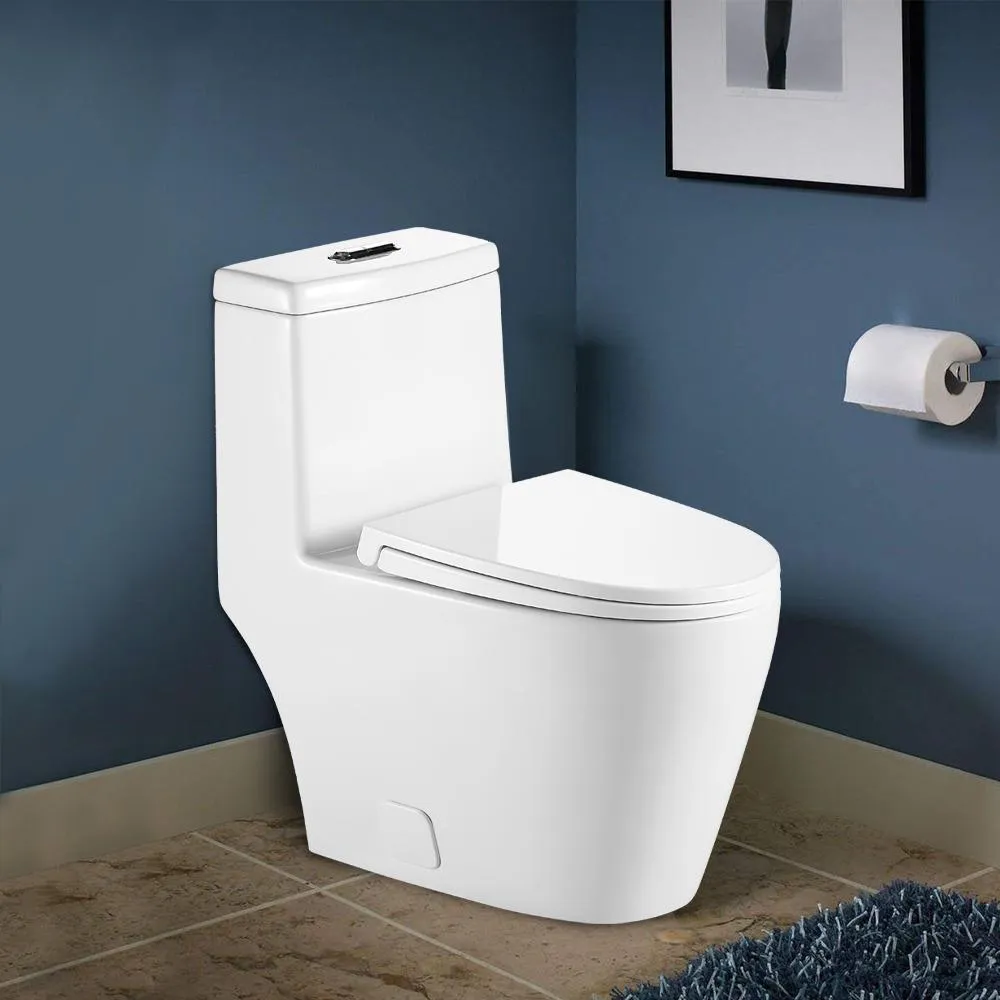 12 in. Rough-In 1-Piece 0.8/1.2 GPF Dual Flush Round Toilet in White, Seat Included, photo 2 of 3