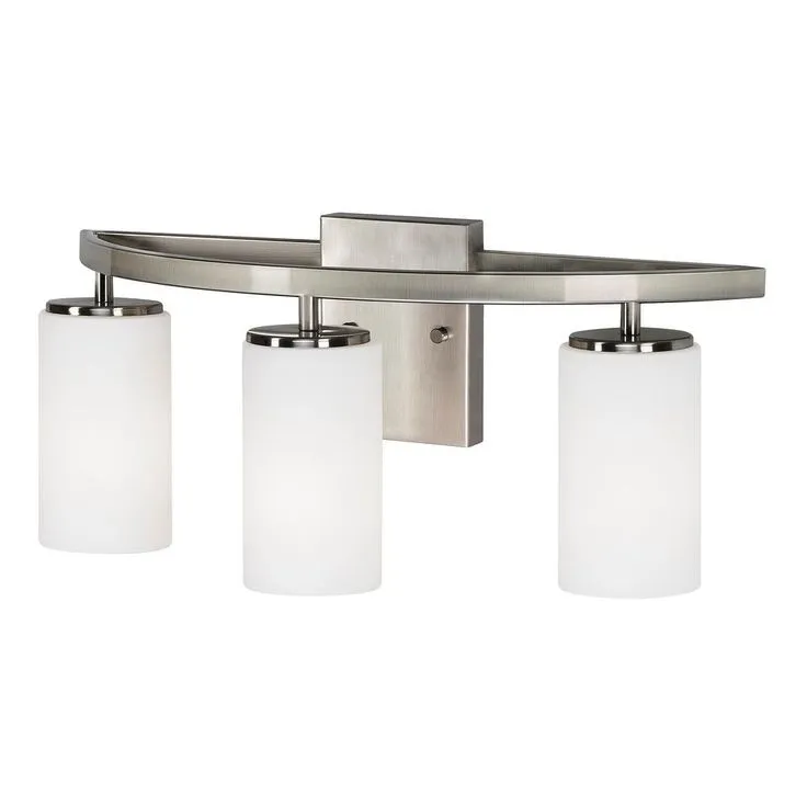 Visalia 20.25 in. W 3-Light Brushed Nickel Bathroom Vanity Light with White Etched Glass Shades, photo 4 of 7