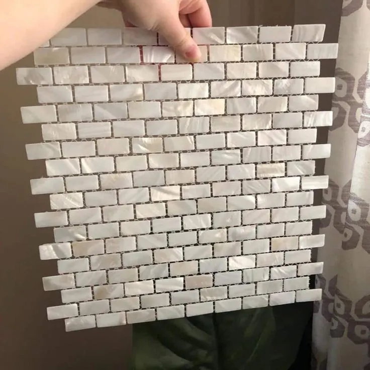 Art3d 11.7 in. x 11.5 in. Mother of Pearl Backsplash Mosaic Subway Tile in Natural White (10-Pack), photo 5 of 8