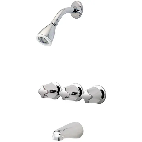3-Handle 1-Spray Tub and Shower Faucet with Metal Verve Knob Handles in Polished Chrome