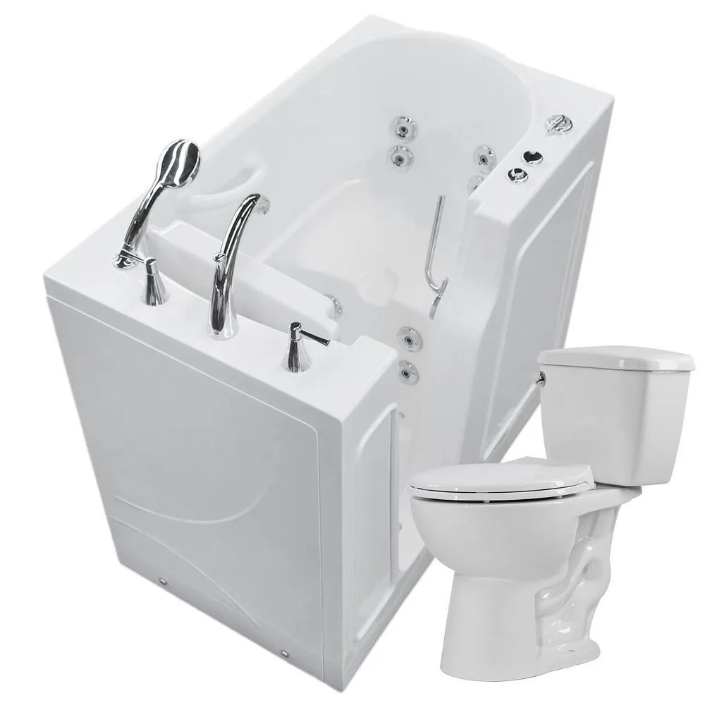Universal Tubs 52.8 in. Walk-In Whirlpool Bathtub in White with 1.6 GPF Smart Toilet Combo, Left Drain, photo 10 of 23