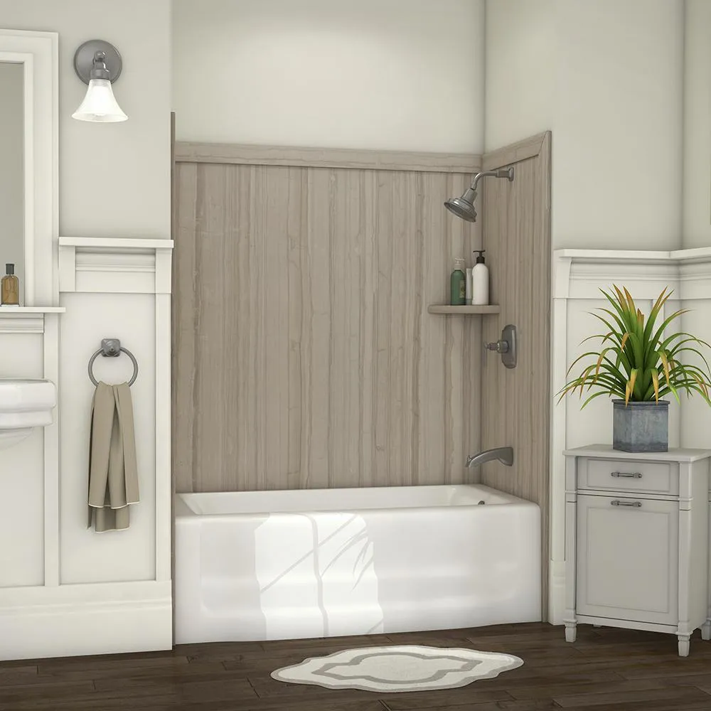 Elite 32 in. x 60 in. x 60 in. 9-Piece Easy Up Adhesive Tub Surround in Calypso, photo 20 of 26