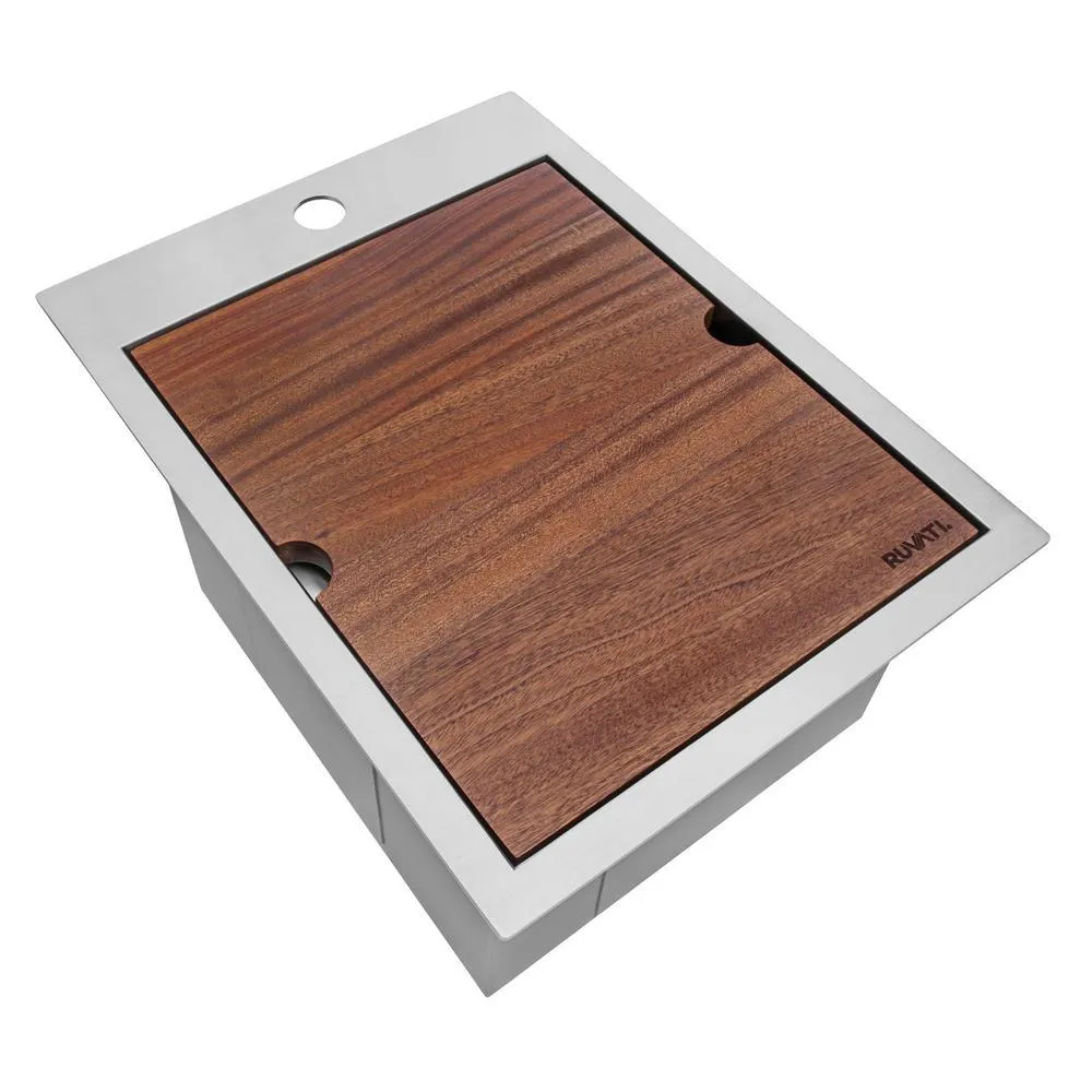 Workstation Drop-in Stainless Steel 15 in. x 20 in. Topmount Bar Prep RV Kitchen Sink 16-Gauge Single Bowl, photo 2 of 13