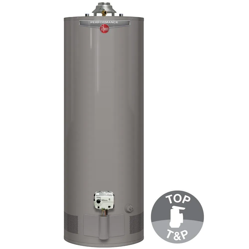 Performance 40 Gal. Tall 6-Year 40,000 BTU Natural Gas Tank Water Heater with Top T and P Valve, photo 2 of 5