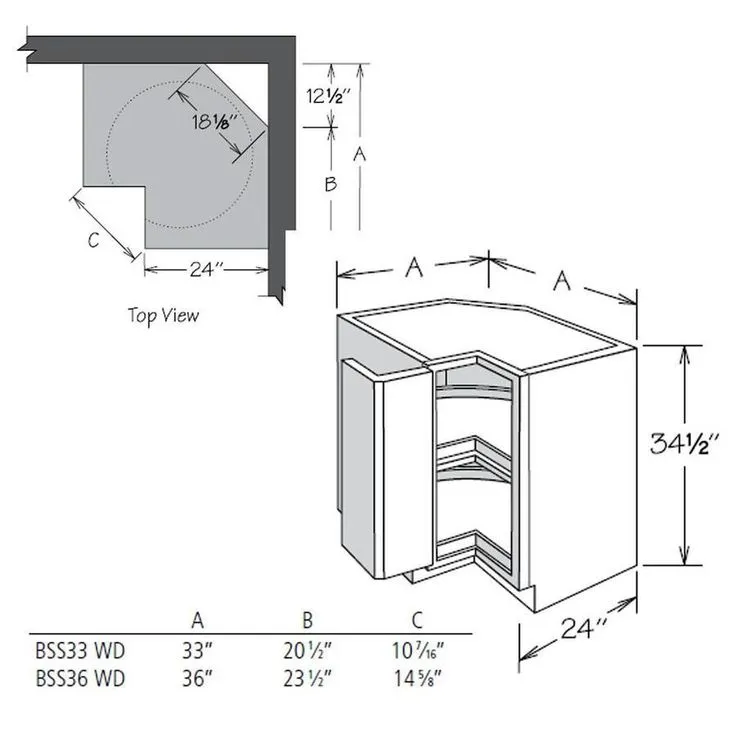 allen + roth Aveley 36-in W x 34.5-in H x 24-in D Linen Maple Lazy Susan Corner Base Semi-Custom Cabinet, photo 6 of 7
