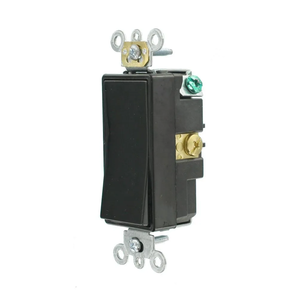 15 Amp Decora Plus Commercial Grade Single Pole Rocker Switch, Black, photo 2 of 7