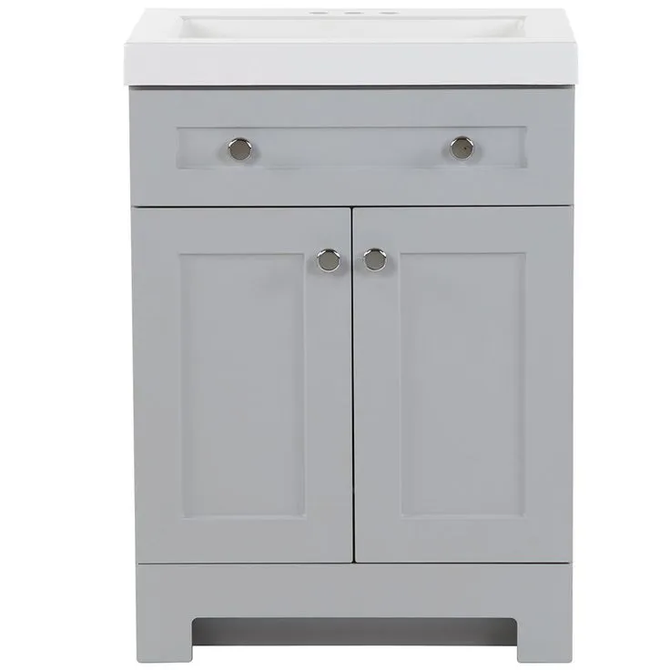 Everdean 24.5 in. W x 19 in. D x 34 in. H Bath Vanity in White with Cultured Marble Vanity Top in White with White Sink, photo 5 of 10