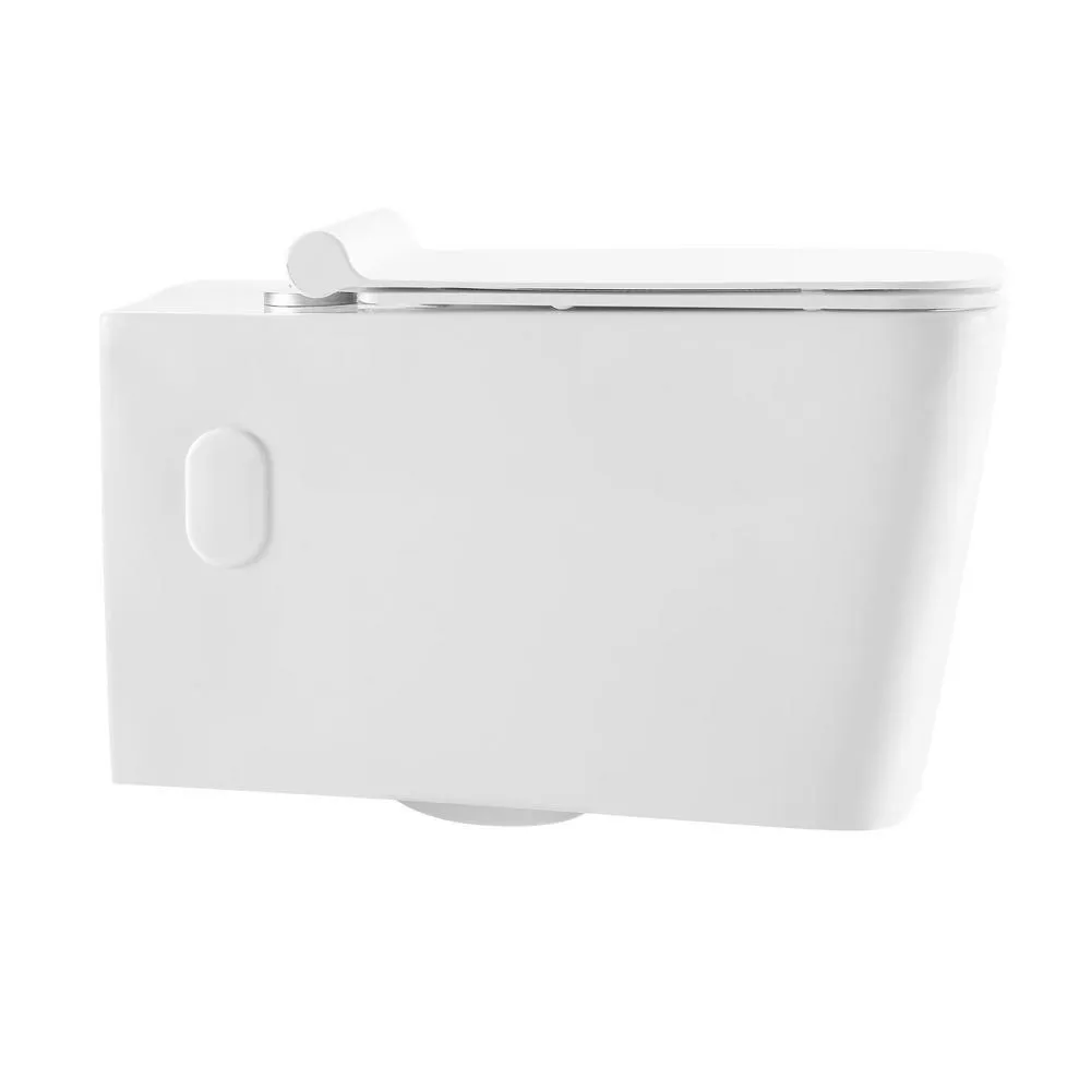 Swiss Madison 0.8/1.28 GPF Concorde Wall Hung Square Dual Flush Elongated Toilet Bowl in White, photo 3 of 11