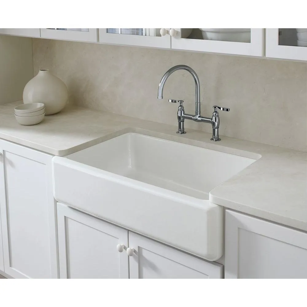 Whitehaven Farmhouse Undermount Self-Trimming Apron Front Cast Iron 36 in. Single Bowl Kitchen Sink in White, photo 7 of 16