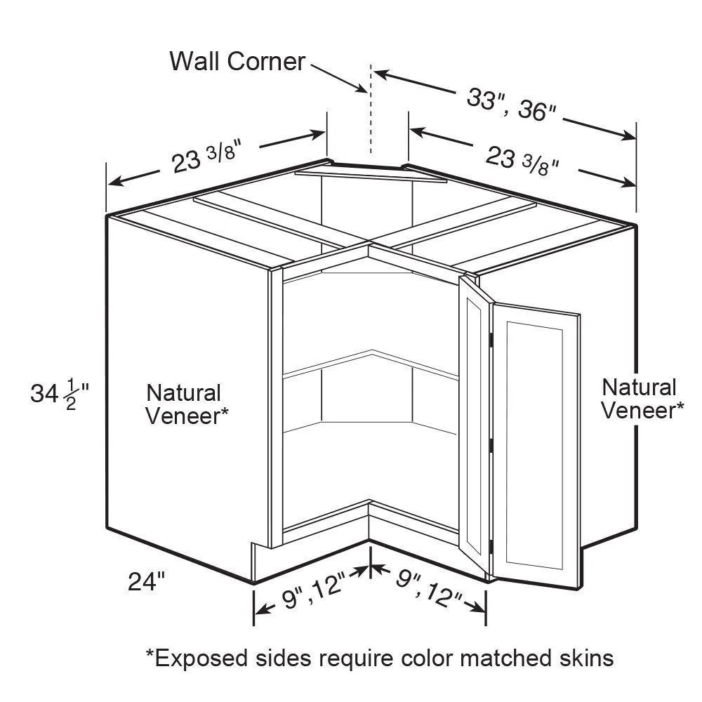 Vesper White Shaker Assembled Plywood 36 in. x 34.5 in. x 24 in. Easy Reach Corner Base Kitchen Cabinet Right Hand, photo 2 of 6