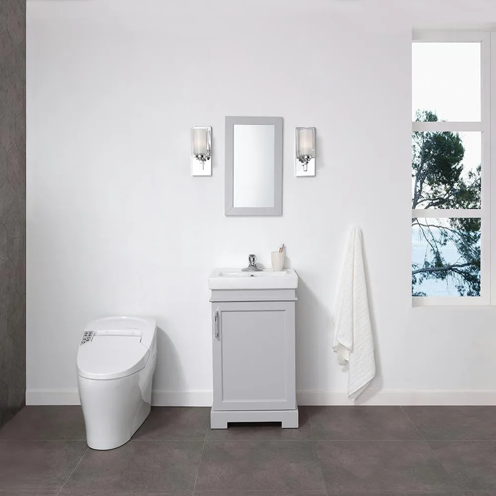 Vanity Art Hallcrest 20 in. W x 16 in. D Vanity in Misty Grey with Integrated Vanity Top in White with White Sink and Mirror, photo 4 of 4