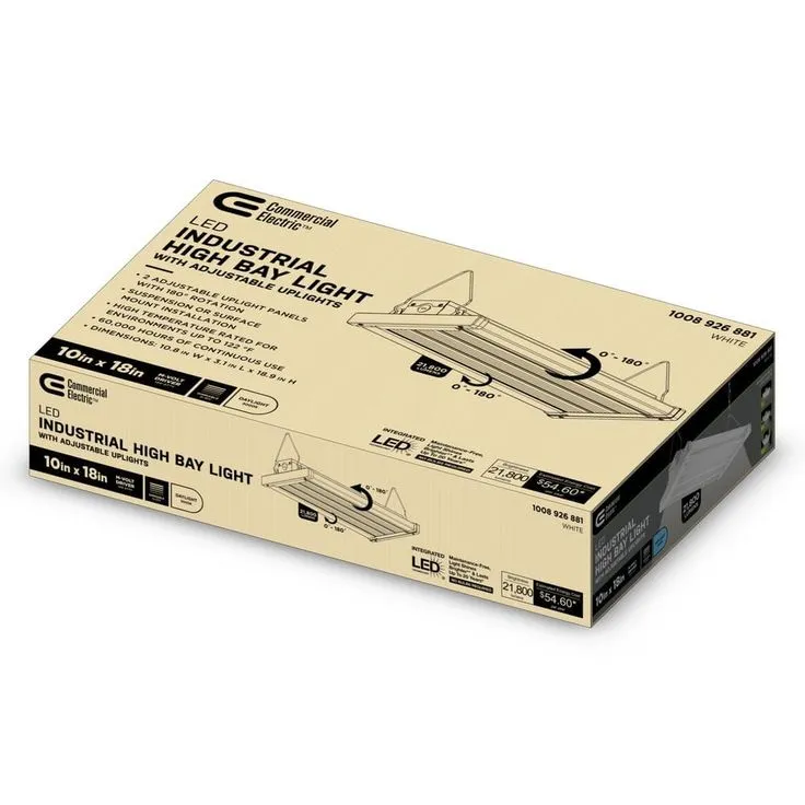 Commercial Electric 19 in. White Integrated LED Dimmable Linear High Bay with Adjustable Up Light, at 20000 Lumens, 5000K Daylight, photo 6 of 7