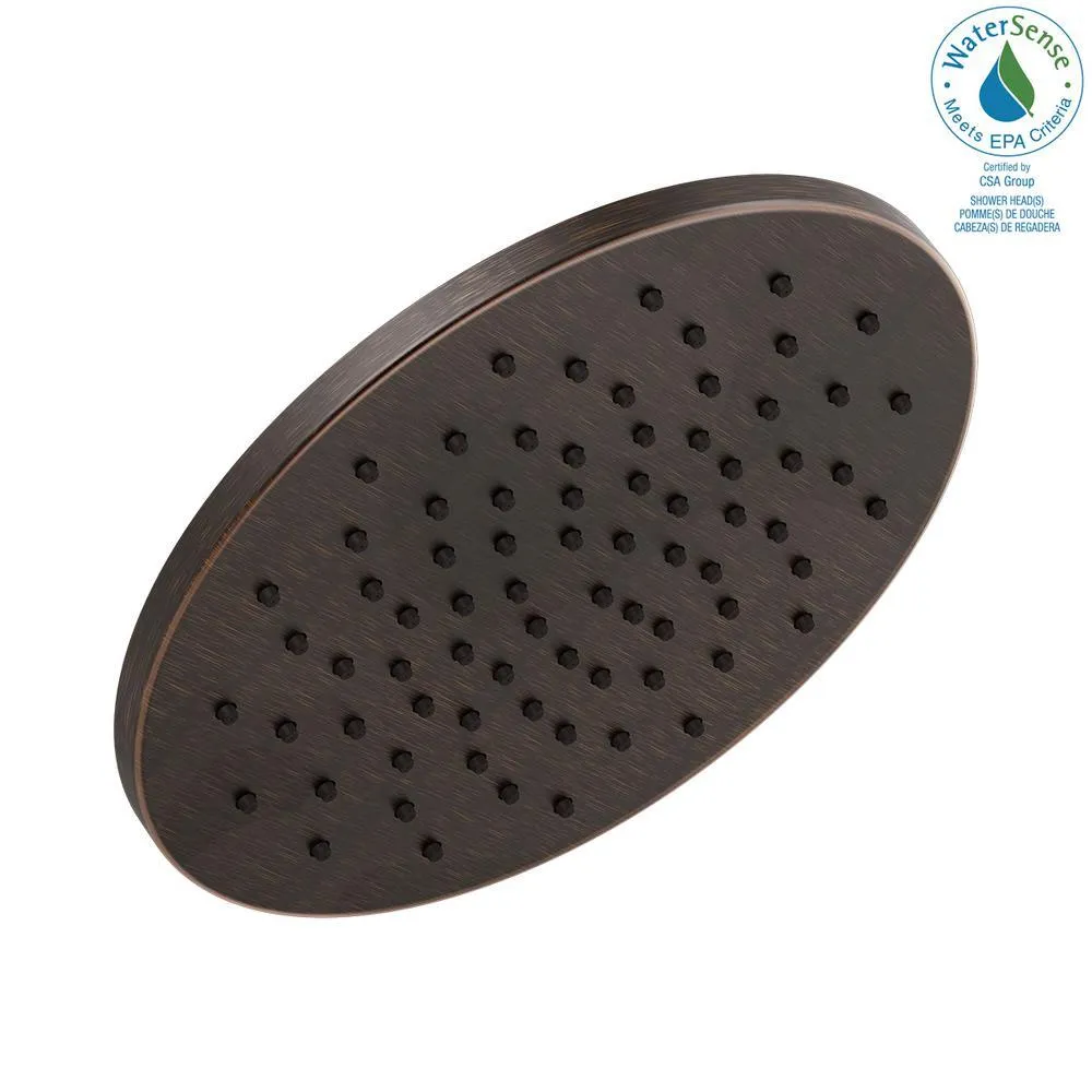 1-Spray 11.8 in. Single Wall Mount Fixed Rain Shower Head in Venetian Bronze, photo 4 of 10