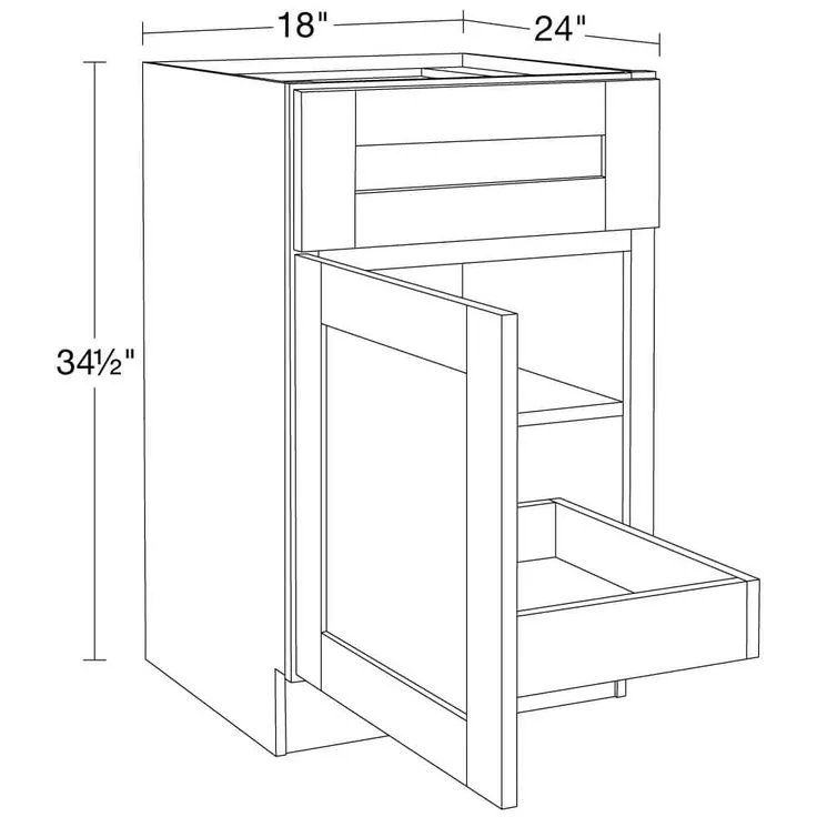 Home Decorators Collection Washington Vessel Blue Plywood Shaker Assembled Base Kitchen Cabinet FH 1 ROT Sft Cls Left 18 in W x 24 in D x 34.5 in H, photo 4 of 6