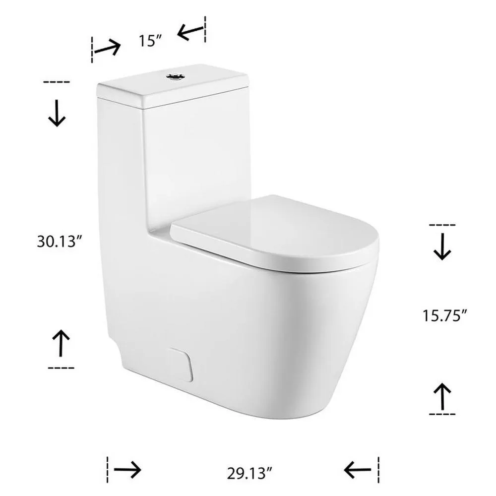 Modern Fashion Round Toilet 1-Piece White 1 Piece 0.8/1.28 GPF White Double Flush Toilet, photo 7 of 8