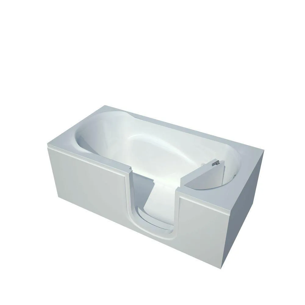 NOVA Heated 5 ft. Walk-in Non-Whirlpool Bathtub with 6 in. Tile Easy Up Adhesive Wall Surround in White, photo 7 of 8