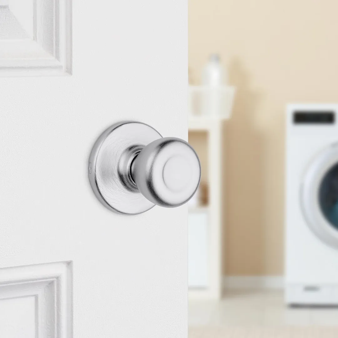 Kwikset Tylo Passage Door Knob, Satin Chrome, ANSI/BHMA Grade 3, Fits 1-3/8 to 1-3/4 in Doors, photo 2 of 8