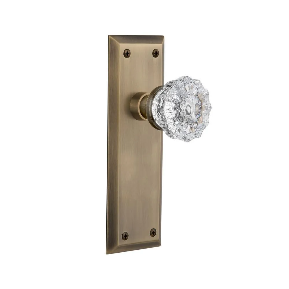 New York Plate 2-3/8 in. Backset Oil-Rubbed Bronze Privacy Bed/Bath Crystal Glass Door Knob, photo 11 of 17