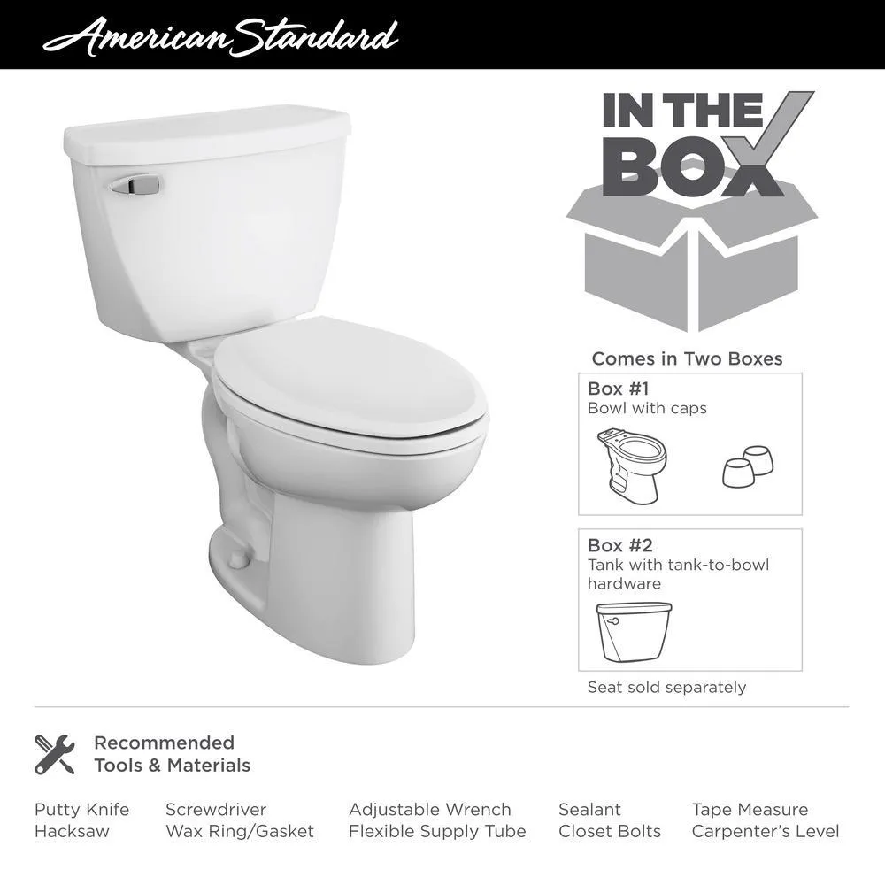 Cadet FloWise Tall Height Pressure-Assisted 2-piece 1.1 GPF Elongated Toilet in White, Seat Not Included, photo 3 of 4
