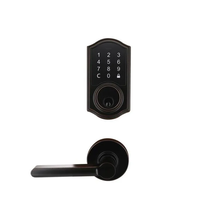 Defiant Castle Matte Black Touchpad Single Cylinder Deadbolt with Tonbridge Hall and Closet Door Lever Combo Pack, photo 6 of 9