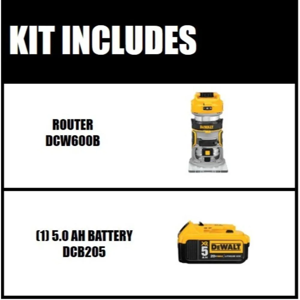 DEWALT 20-Volt MAX XR Lithium-Ion Cordless Brushless Router (Tool-Only) with Bonus 20-Volt MAX XR Li-Ion Battery Pack 5.0 Ah, photo 2 of 6