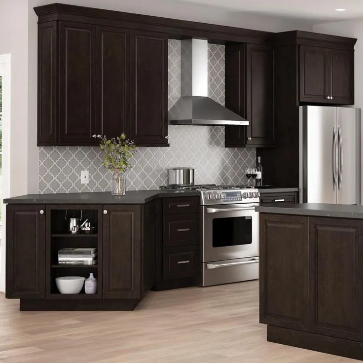 Hampton Bay Designer Series Gretna Assembled 30x34.5x23.75 in. Base Kitchen Cabinet in Espresso, photo 2 of 10