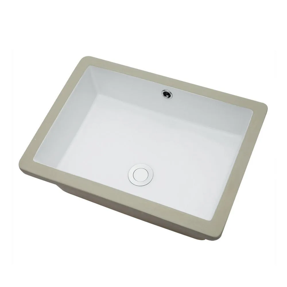 20 in. Undermount Rectangular Porcelain Ceramic Bathroom Sink in White with Overflow Drain, photo 5 of 9