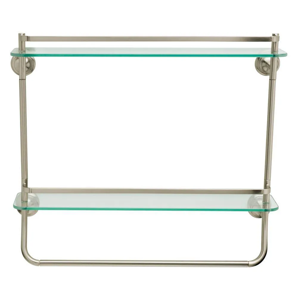 Delta 20 in. W Double Glass Shelf with Towel Bar in Brushed Nickel, photo 6 of 11
