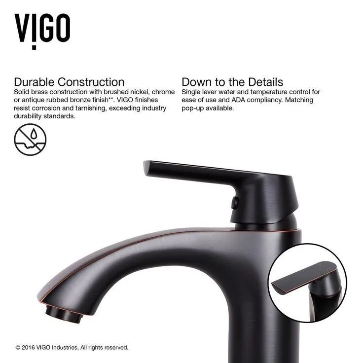 VIGO Glass Vessel Bathroom Sink in Amber Sunset and Linus Faucet Set in Antique Rubbed Bronze, photo 5 of 11