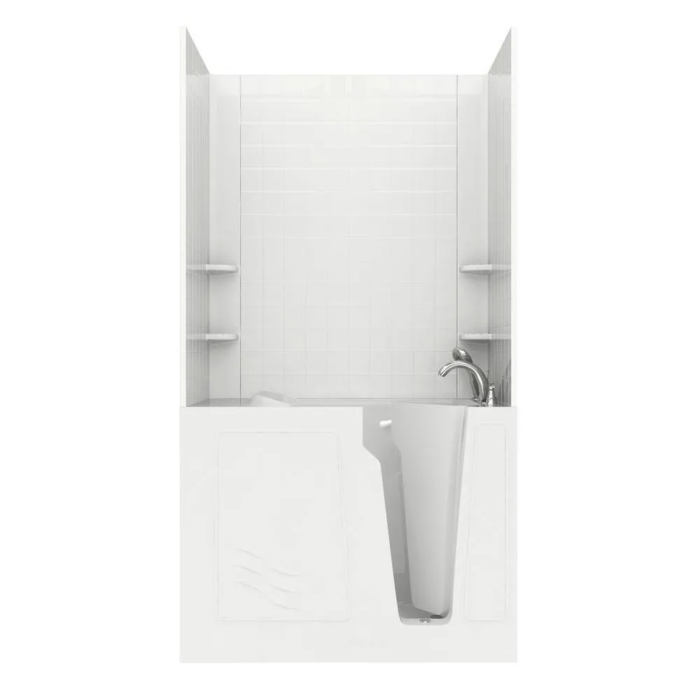 Universal Tubs Rampart 3.9 ft. Walk-in Whirlpool and Air Bathtub with 4 in. Tile Easy Up Adhesive Wall Surround, Right Drain, White, photo 17 of 42