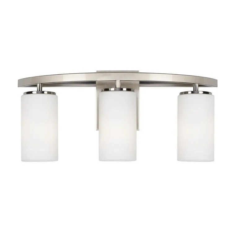 Visalia 20.25 in. W 3-Light Brushed Nickel Bathroom Vanity Light with White Etched Glass Shades, photo 5 of 7