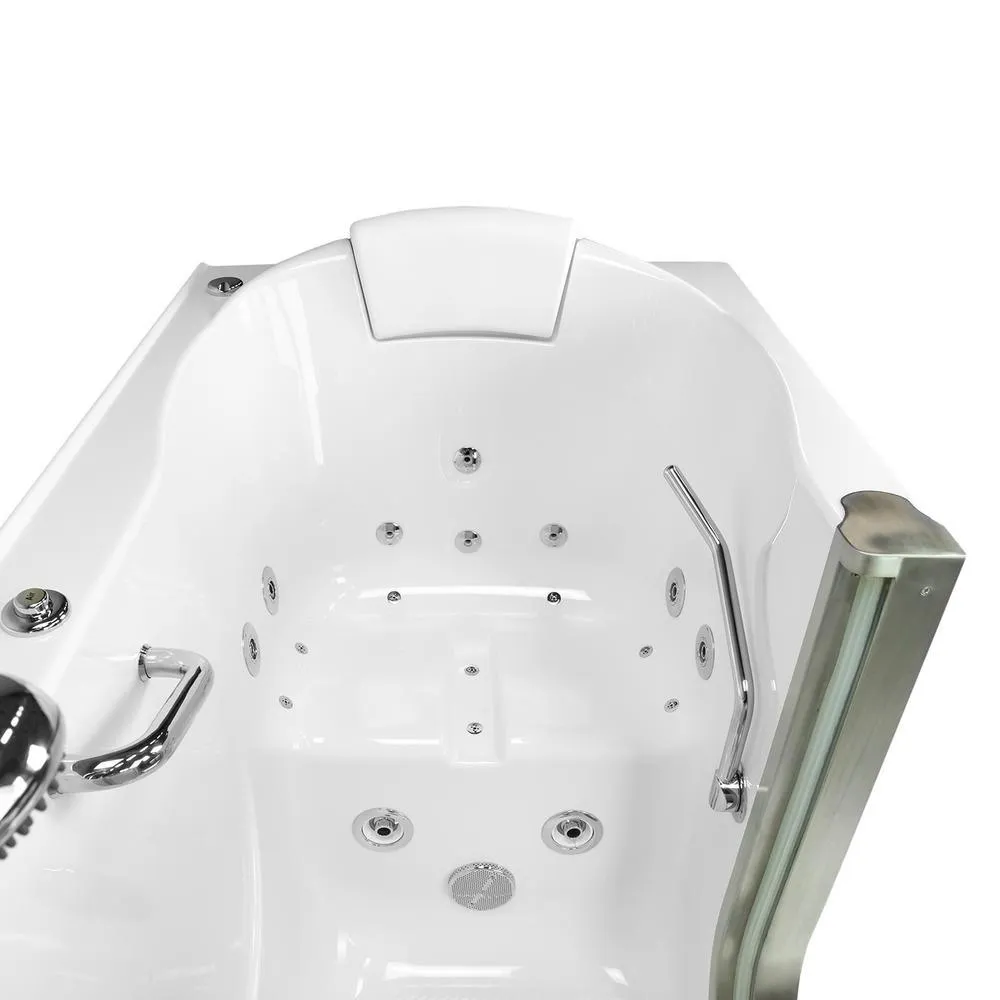 Ella Deluxe 55 in. Acrylic Walk-In Whirlpool and Air Bath Bathtub in White, Fast Fill Faucet Set, LHS 2 in. Dual Drain, photo 7 of 8