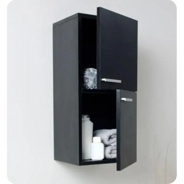 Fresca 12-63/100 in. W x 27-1/2 in. H x 12 in. D Bathroom Linen Storage Cabinet in Black, photo 2 of 2